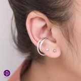  Hoa Tai Bạc 925 Kẹp Vành Double Curvy Halo Earcuff 2062EC 