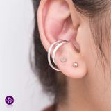  Hoa Tai Bạc 925 Kẹp Vành Double Curvy Halo Earcuff 2062EC 