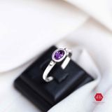  Amethyst Oval Gemstone Silver Ring - Nhẫn Đá Thạch Anh Tím 069SR 