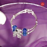  Đá Sapphire - Vòng Đá Phong Thủy Phối 2 Viên Đá & Charm Bạc 925 2 Chú Cá 