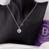  Heart Big fullmoon Tag Necklace Silver - Dây Chuyền Bạc 925 Mặt Hình Tròn Chi Tiết Trái Tim Đính Đá - Dây Chuyền Valentine - Ddreamer796DCH 