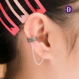  Hoa Tai Bạc 925 Phối Kiểu Kẹp Vành Tai -  Earcuff String Rice 3 Chain 1693EE 