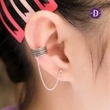  Hoa Tai Bạc 925 Phối Kiểu Kẹp Vành Tai -  Earcuff String Rice 3 Chain 1693EE 