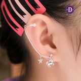  Hoa Tai Bạc 925 Kết Hợp Kiểu Kẹp Vành -  Earcuff String Kì Lân & Ngôi Sao Rơi Pearl Cuff & Unicorn String 2388BTH 