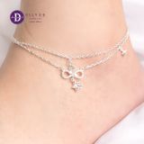  Lắc Chân Bạc 925 - Lắc Chân Heart Sparkling Infinity Falling Star - Star & Round Stone Silver Anklet - 498LCH 