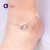  Lắc Chân Bạc 925 - Lắc Chân 3 Cỏ 4 Lá & 2 Viên Đá Tròn - Lucky Flower & 2 Stones 529LCH 