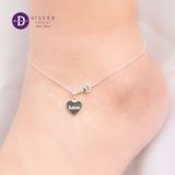  Lắc Chân Bạc 925 - Tag Trái Tim Chữ Love Heart 110LCT 