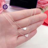  Layer Double Basic Heart Silver Necklace - Dây Chuyền Kiểu 2 Dây 2 Mặt Trái Tim Trơn Bạc 925 - Dây Chuyền Valentine - Ddreamer 159DCT 