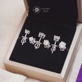  Bông Tai Đá Moissanite Kiểu 4 Chấu Chuôi Vặn Bạc 950 Xi Vàng Trắng Cao Cấp - Moissanite Silver Earrings MBT010 - MBT011 - MBT012 