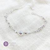  Big Silver Ball Sterling Silver Bracelet - Vòng Tay Bạc 925 2 Dây Mì Bi Bạc & Bi Lớn 647VTT 