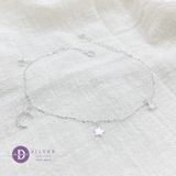  Crescent Moon & Stars Sterling Silver Ankle Bracelets - Lắc Chân bạc 925 Mặt Trăng 3 Ngôi Sao 438LCH 