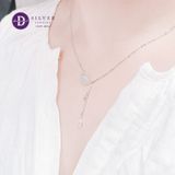  Dây Chuyền Nữ Lá Đính Đá - Dây Chuyền Bạc 925- Double Sparkling Leaf & 2 Falling Teardrop Stones - Silver 925 Ddreamer Jewelry 348DCH 