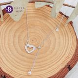  Dây Chuyền Trái Tim Đính Đá Điều Chỉnh Ngắn Dài Theo Ý - Dây Chuyền Trái Tim Bạc 925 - Heart Silver Necklace 1141DCH 