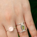  Teardrop Peridot Gemstone Silver Ring - Nhẫn Bạc 925 đá Peridot 057SR 