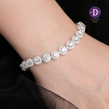  Premium Diamond Button Line Silver Bracelet - Vòng Tay Đá Halo Tròn - Viên Chủ 4li 5li - P1024VTH 