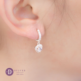  Heart Button 7mm Silver Earring - Hoa Tai Khoen Bạc 925  Khoen 1 Line Đá Tòn Ten - Trái Tim Viền Đá 7mm  - 2925BTK 