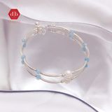  Đá Thiên Nhiên Hỗ Trợ Giảm Stress  - Vòng Charm Bạc Mix Đá Lapis - Đá Aquamarine  - Vòng Dây Đá Phong Thủy & Bạc 925- Ddreamer 