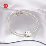  Vòng Đá Tình Bạn - Vòng Đá Beryl Aquamarine Mix Charm Bạc 925 - Charm Mây và Charm Smile - Vòng Dây Đá Phong Thủy & Bạc 925- Ddreamer 