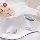  Đá Thiên Nhiên Hỗ Trợ Giảm Stress  - Vòng Đá Beryl Aquamarine Charm Bạc - Mix Đá Aquamarine - Moonstone  - Vòng Dây Đá Phong Thủy & Bạc 925- Ddreamer 