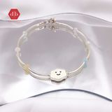  Vòng Đá Tình Bạn - Vòng Đá Beryl Aquamarine Mix Charm Bạc 925 - Charm Mây và Charm Smile - Vòng Dây Đá Phong Thủy & Bạc 925- Ddreamer 