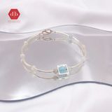  Đá Thiên Nhiên Hỗ Trợ Giảm Stress  - Vòng Đá Beryl Aquamarine Charm Bạc - Mix Đá Aquamarine - Moonstone  - Vòng Dây Đá Phong Thủy & Bạc 925- Ddreamer 