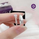  Couple Rings - Nhẫn Cặp Princess 1 Viên Đá CZ 4.5li  & Bản Nhám 4mm - 2620NH 1920NT 