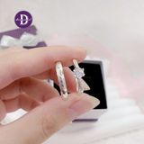  Couple Silver Rings - Nhẫn Cặp Princess 1 Viên Đá CZ 5li  & Bản Mo Line Dottie - 2622NH 100NT 