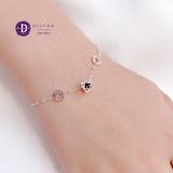  Flower Tube & LOVE Silver Bracelet - Lắc Tay Bạc 925 Khoen Chữ LOVE & Ống Tube Hoa Đính Đá 1293VTH 