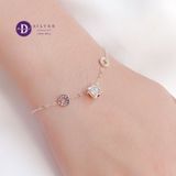  Flower Tube & LOVE Silver Bracelet - Lắc Tay Bạc 925 Khoen Chữ LOVE & Ống Tube Hoa Đính Đá 1293VTH 