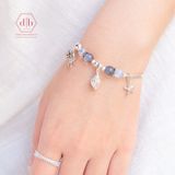  Vòng Tay Đá Aquamarine & Hắc Nguyệt Quang - Vòng Tay Đá Phong Thủy Mix Charm Bạc 925 Dành Cho Mệnh Thủy/Mộc 