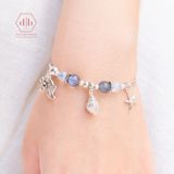  Vòng Tay Đá Aquamarine & Hắc Nguyệt Quang - Vòng Tay Đá Phong Thủy Mix Charm Bạc 925 Dành Cho Mệnh Thủy/Mộc 