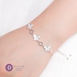  Curvy Butterly & 2 Circle Adjustable Bracelet - Vòng Tay Dây Rút Freesize Bạc 925 Bướm & 2 Vòng Tròn 1256VTH 