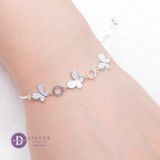  Curvy Butterly & 2 Circle Adjustable Bracelet - Vòng Tay Dây Rút Freesize Bạc 925 Bướm & 2 Vòng Tròn 1256VTH 