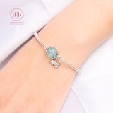  Vòng Tay 1 Viên Đá Aquamarine - Vòng Tay Ống Bạc 925 Mix Đá Phong Thủy Thiên Nhiên Cho Mệnh Thủy/Mộc 