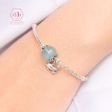  Vòng Tay 1 Viên Đá Aquamarine - Vòng Tay Ống Bạc 925 Mix Đá Phong Thủy Thiên Nhiên Cho Mệnh Thủy/Mộc 