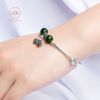 Vòng Tay 2 Viên Đá Diopside- Vòng Tay Ống Bạc Mix Đá Phong Thủy Thiên Nhiên Cho Mệnh Mộc / Hỏa