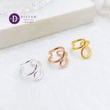  Bông Tai Kẹp Vành Bạc 925 Xi Vàng/Vàng Hồng Earcuff Kiểu Unisex Đường Cong Curvy Line 2753EC 