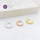  Bông Tai Kẹp Vành Bạc 925 Xi Vàng/ Vàng Hồng Earcuff Kiểu Unisex Xoắn Twist 2760EC 