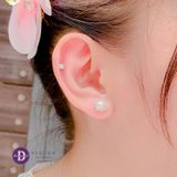  Bông Tai Ngọc Trai Nhân Tạo - Bông Tai Bạc 925  Kiểu Hột Bẹt Ổ Hoa Đính Đá 5mm - Sun Flower Pearl Earrings 2812BTH 