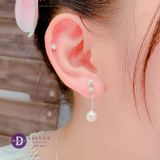  Bông Tai Ngọc Trai Nhân Tạo - Bông Tai Bạc 925 Kiểu Dài Tòn Ten - Twist Falling Pearl Earrings 3100BTH 