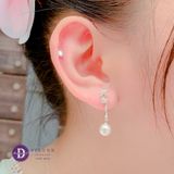  Bông Tai Ngọc Trai Nhân Tạo - Bông Tai Bạc 925 Kiểu Dài Tòn Ten - Twist Falling Pearl Earrings 3100BTH 