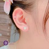  Bông Tai Ngọc Trai Nhân Tạo - Bông Tai Bạc 925 Kiểu Ngọc Trai 5mm 7mm Viền Line Đá - Pearl Diamond Button 8 - 10 -11mm Nhỏ 648BTH 675BTH 