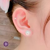  Bông Tai Ngọc Trai Nhân Tạo - Bông Tai Bạc 925 Premium Ngọc Trai 9mm 11mm Viền 2 Line Đá -Double Line Stone Pearl Halo 9mm 11mm Earrings 1161BTH 