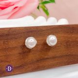  Bông Tai Ngọc Trai Nhân Tạo - Bông Tai Bạc 925  Kiểu Ngọc Trai Đế Dợn Sóng - Mini Wave Pearl 6mm 1205BTH 