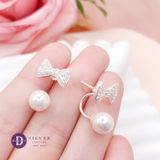  Bông Tai Nơ Đính Đá & Ngọc Trai - Bông Tai Bạc 925 Ngọc Trai Nhân Tạo - Bow Pearl Earrings 3098BTH 