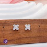  Lucky Flower Silver Earrings - Hoa Tai Cỏ 4 Lá Đá CZ Ddreamer - 3111BTH 