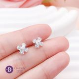  Lucky Flower Silver Earrings - Hoa Tai Cỏ 4 Lá Đá CZ Ddreamer - 3111BTH 
