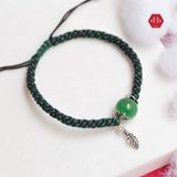  Vòng Thắt Đá Thạch Anh Dâu Xanh Phối Charm Lá 