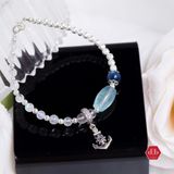  Vòng Đá Lu Thống Aquamarine Kết Hợp Đá Kyanite & Moonstone Phối Charm Sparkling Anchor 