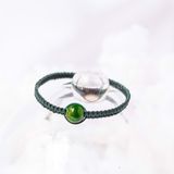  Vòng Thắt One Stone - Đá Diopside Xanh Lá Phối Charm Mini Lucky Flower 